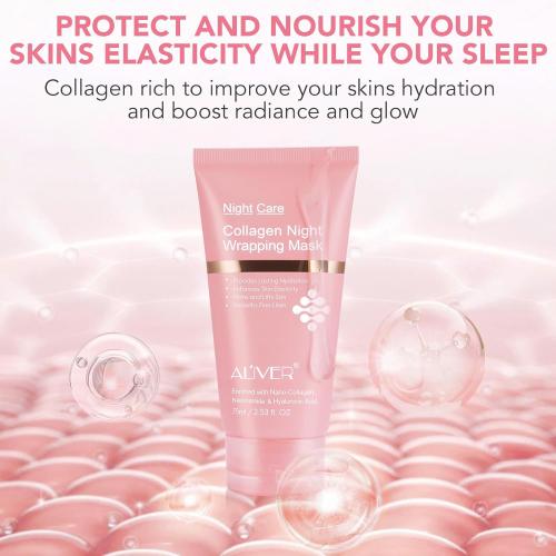 Collagen Overnight Wrapping Peel off Face Mask, Collagen Night Wrapping Mask, Elasticity & Hydration for Glass Skin, Reduce Fine Lines & Dullness, Anti-Aging Korean Skin Care