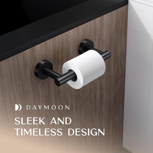 Day Moon™ Matte Black Toilet Paper Holder - Wall Mount Modern Roll Holder for Bathroom