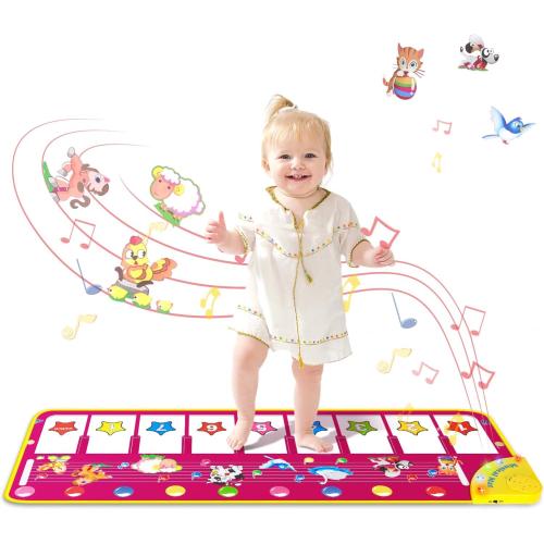 M SANMERSEN Piano Mat - Musical Keyboard Floor Playmat 39.5 Electronic Music Animal Touch Play Blanket Funny Xmas Gift Toy for 1 2 3 Year Old