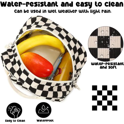 Bluboon Lunch Bag for Women Men Cute Corduroy Lunch Tote Bags Reusable Insulated Lunch Box Large Capacity Reusable Insulated Cooler for Work Picnic or Travel