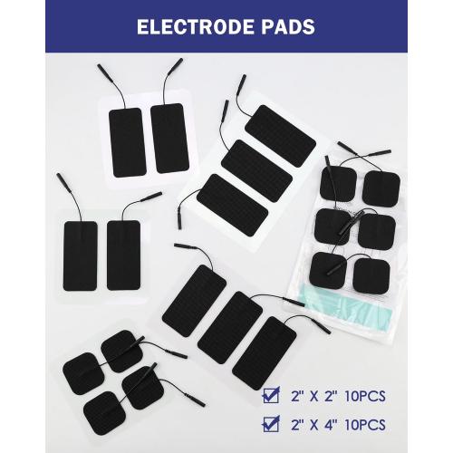 TENS Unit Replacement Pads, Nursal Reusable Self-Adhesive Electrodes Pads 20 Packs 2x2” 2x4”, Latex Free Pigtail TENS Pads, Compatible with TENS 7000, AUVON TENS, Etekcity, Nicwell Care Tens