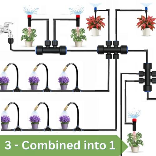 240FT Drip Irrigation System for Garden: 1/2 Quick Connect PE Tubing Automatic Water Sprinkler Kit Adjustable Misting Part 1/4 Watering Hose for Outdoor Raised Bed Plants Flower Yard Greenhouse