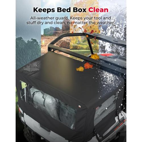 KEMIMOTO UTV Soft Cargo Camper Bed Cover Rack Compatible with Polaris General 1000 /XP 1000/4 1000 /XP 4 1000 2016-2026 Rear Camper Top Canvas Cover Accessories