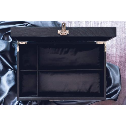 OpenMity Secret Storage Lock Box With Code – Safely Hide Your Precious Items in a Luxurious Large Wooden Storage Box (Black)