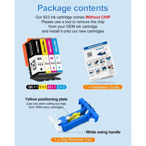 923 Ink Cartridges Combo Pack Replacement for HP 923XL Ink Cartridges for HP Printers Work for HP OfficeJet Pro 8130e 8135e 8139e 8138e 8122e 8124e 8120e 8120 8122 Printer Ink (4 Pack)