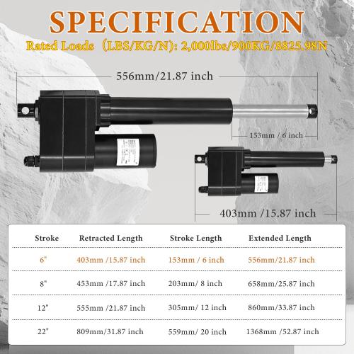 6 High Force Linear Actuator 2000 lbs 12V Heavy Duty Linear Thruster replace for PA-17 6 Inch Stroke Actuator for Agriculture & Industrial Applications with Potentiometer & IP65 Waterproof Protection ( no test )