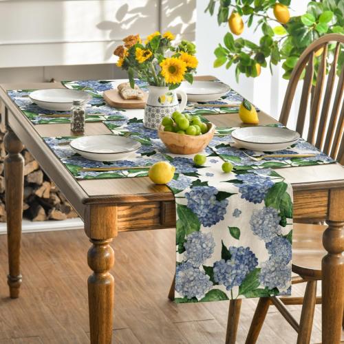 Artoid Mode Watercolor Hydrangea Placemats for Dining Table, 12 x 18 Inch Spring Summer Seasonal Decoration Rustic Washable Table Mats Set of 4 Purple