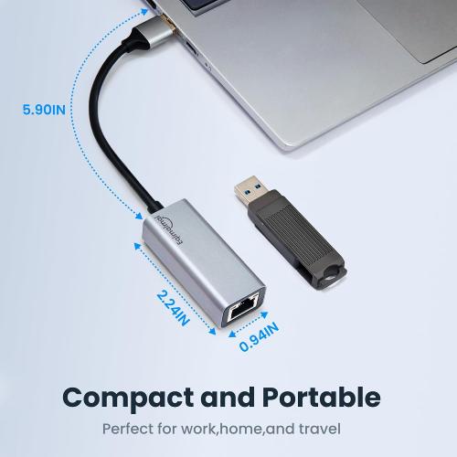 USB A to ethernet Adapter，USB 3.0 Gigabit to ethernet Adapter Compatibility 100/1000MBPS,Compatible with Windows, Mac OS, Linux, PC, Laptops, and More