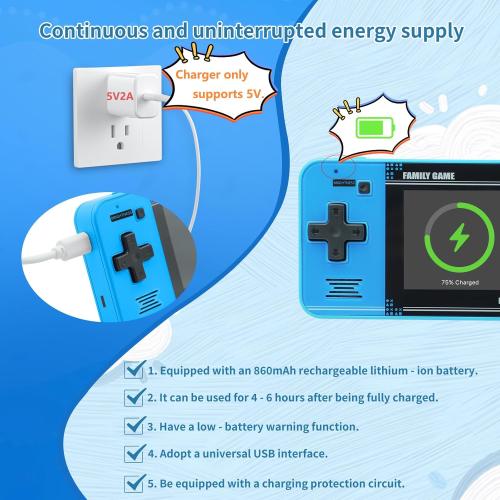Handheld Game for Kids -Preloaded 220 Retro Video Games, Portable Gaming Player with Rechargeable Battery 3.0 LCD Screen, Mini Arcade Electronic Toy Gifts for Boys Girls (Blue)