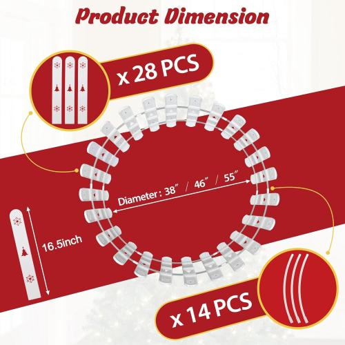 Christmas Tree Fence, Holiday Decoration White Picket Fence Plastic PVC Heavy Duty, Small Fence Panel Around Artificial Real Xmas Trees, Fence Gate to Go, Freestanding Circle Barrier for Toddler Cats
