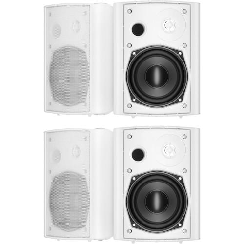 STUDIOFINIX 5.25 Inches Outdoor Bluetooth Speakers Waterproof 600 Watts Perfect for Indoor- Outdoor Patio Porch Wall Mount System (4 Speakers,White)