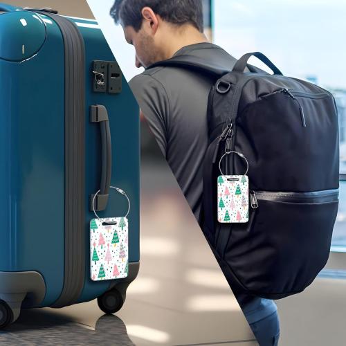 Christmas Tree Luggage Tags for Suitcase 2PCS Acrylic Suitcase Tags Identifiers Travel Bag Tags Backpack Handbag Baggage Labels