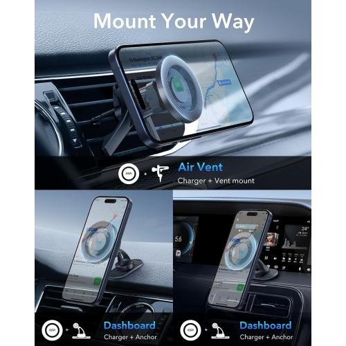 ESR for MagSafe Car Mount, Magnetic Car Phone Holder Mount, Air Vent/Dashboard Magnetic Phone Mount for iPhone 17/16/15/14/13/12, Galaxy S25, Pixel 10, Strong Magnets, Charging Not Supported