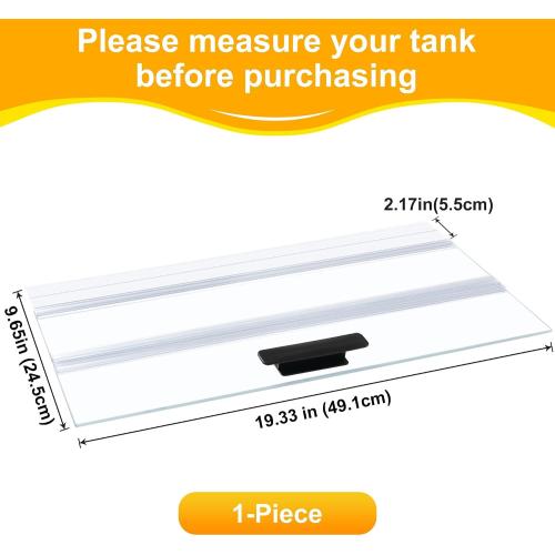 19.33x9.65in Clear Tempered Glass Canopy | Aquarium Fish Tank Hoods FITS FOR most 10 gallon Fish tanks (Aqueon)