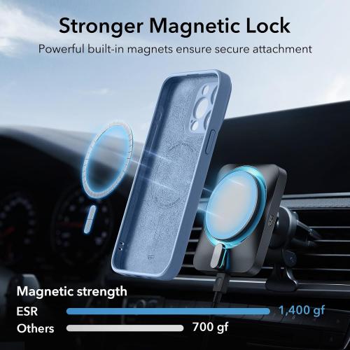 ESR for iPhone 15 Case with MagSafe, Supports Magnetic Charging, Slim Liquid Silicone Case, Shock Absorbing, Screen and Camera Protection, Cloud Series, Light Blue
