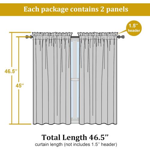 OWENIE White Sheer Curtains, Long, 2 Panels, Rod Pocket, Light Filtering, Cafe Curtains for Kitchen, Bedroom, Small Window,  100% Polyester