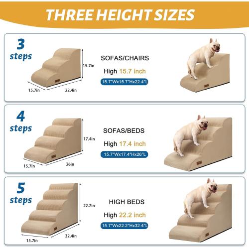 Aodisman Dog Steps for Bed or Couch,4-Step Pet Stairs Ramp for Small Dogs