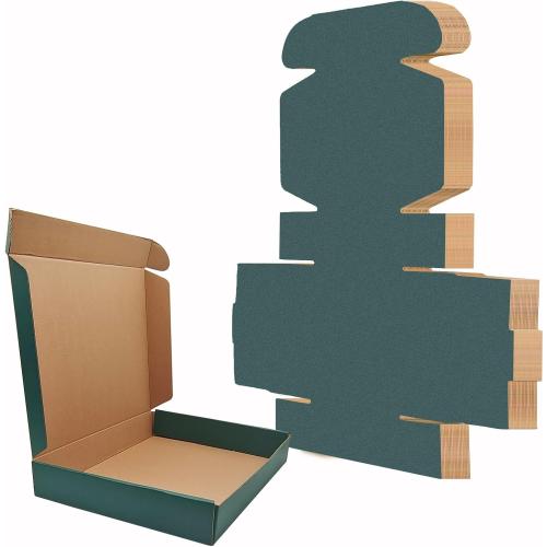 25 Pack Small Green Corrugated Cardboard Mailer Boxes - 13 x 10 x 2 Inch, Ideal for Packaging, Gift Boxes, Party Decorations