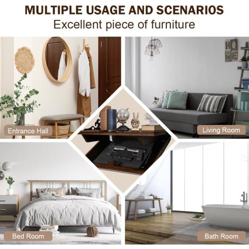 Hidden Shelf for Gun, Wall Mounted Hidden Gun Storage Shelf with Lock, Solid Wood Hidden Compartment Furniture