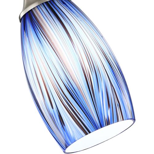 Dark Blue Glass Mini Pendant Lights for Kitchen Island 3Pack Blown Art Glass Pendant Lighting Shade Hanging Pendant Lights with Brushed Nickel Finish for Kitchen Over Sink,Dining Room