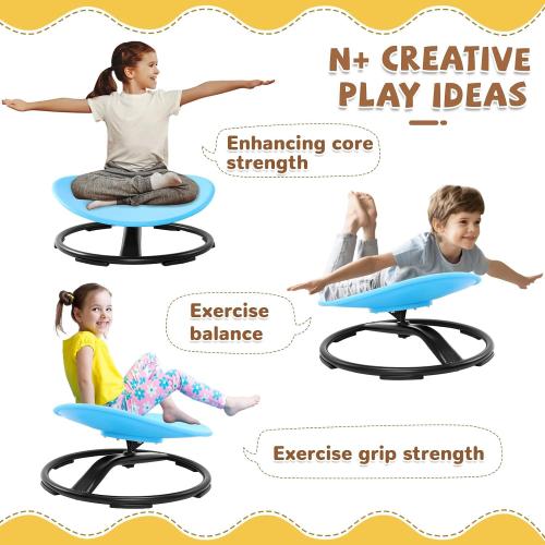 Zhenx Spinning Chair for Autistic Kids, Kids Sensory Swivel Chair, Sensory Spinner Seat for Toddlers with Autism & ADHD Children, Sit and Spin Training Body Coordination (Blue)