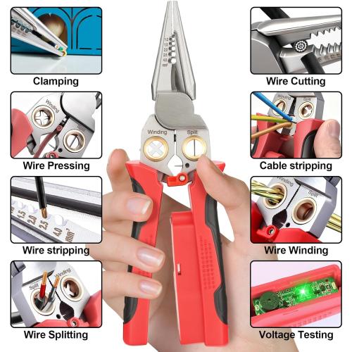 8-in-1 Wire Stripper with Voltage Tester, Electrician Tool for HVAC & DIY