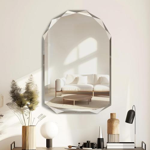 Suidia Bathroom Mirror, 20x 30 Wall Mirror, Frameless Bathroom Mirror with Beveled Edge for Bedroom, Living Room, Entryway, Hallway, Arched Shape