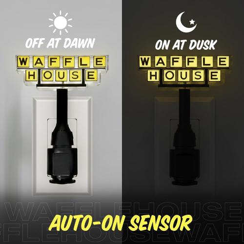 Waffle House Plug-in Night Light – Classic Logo Glow Inspired by The Iconic Restaurant for Hallways, Bedrooms & Retro-Waffle Lovers