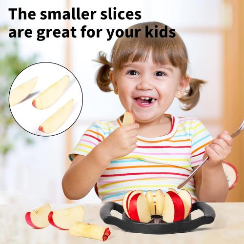 Newness Apple Cutter Slicer, 12-Slice Durable Heavy Duty Corer, Greatly Quicken Slicing Divider, Wedger, Fruits & Vegetables Slicer for Apple, Pear and More, Black
