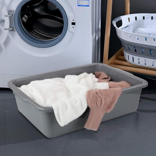 4-Pack Large Bus Tubs, Commercial Tote Box, Plastic Bus Box, 32 L, Grey