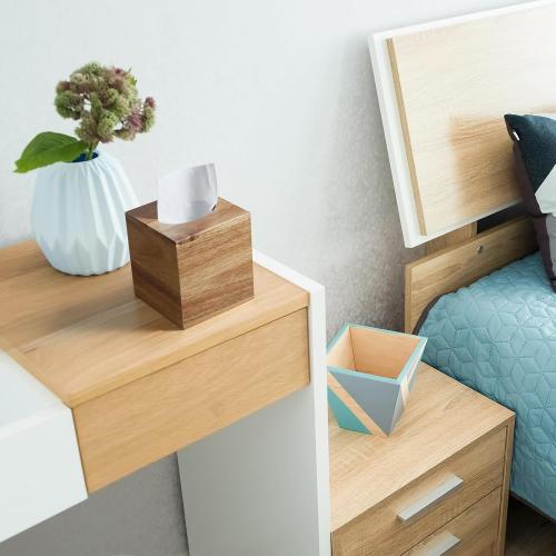ALELION Tissue Box Cover Square - Acacia Wood Tissue Box Holder for Tabletop Night Stands Bathroom Office - Decorative Facial Cube Tissue Box Cover for Modern Farmhouse Decor