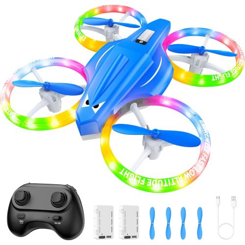 Drones for Kids With Cool Light, Kids Drone with 3D Flip, Altitude-Hold, Self-Rotation, Headless Mode, 3 Speed Modes, One-Click Take-off/Landing, Mini Drone for Christmas, Beginners, Indoor