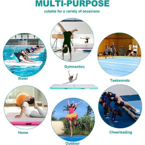 FBSPORT Inflatable Air Gymnastics Mat Training Mats 4/8 inches Thickness Gymnastics Tracks for Home Use/Training/Cheerleading/Yoga/Water with Pump