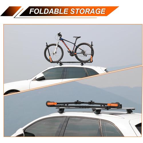 TOOENJOY Rooftop Bike Rack for Car SUV, Upright Roof Mount Bicycle Rack with 2 Arms for Movable Crossbar, 1 Bike Carrier