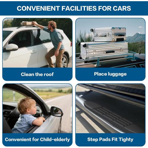 Replacement Step Pad for 3 Round Nerf Bars Set of 4 Pack, 21 Long x 3 Wide, Durable Non-Slip Running Boards Replacement Pads with Rubber Mallet and 24 Pins