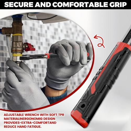 6” 8” 10” Multi-function Self-locking Pipe Wrench Set, Chromium Vanadium Steel,Plumbers Wrench with Self Tightening Function for 9/32”-1 3/8” (7-35mm) Pipe Fittings and Nuts (1set)