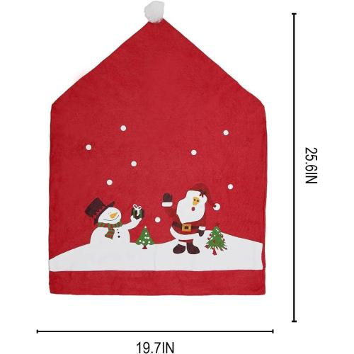 Phedrew 6Pcs Christmas Chair Covers Xmas Dining Chair Slipcovers Santa Hat Chair Back Covers for Christmas Banquet Holiday Festival Decor