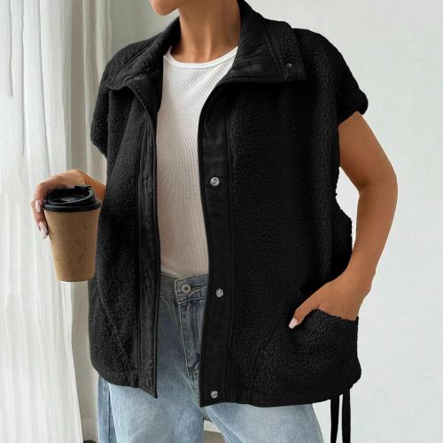 Women's Short Sleeve Vest Jacket Zip Up Stand Collar Lightweight Utility Coat Casual Outdoor Travel Outerwear medium