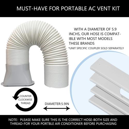 Portable Air Conditioner Kit with Hose, Adjustable Window Seal with Hose for Vertical/Horizontal Window