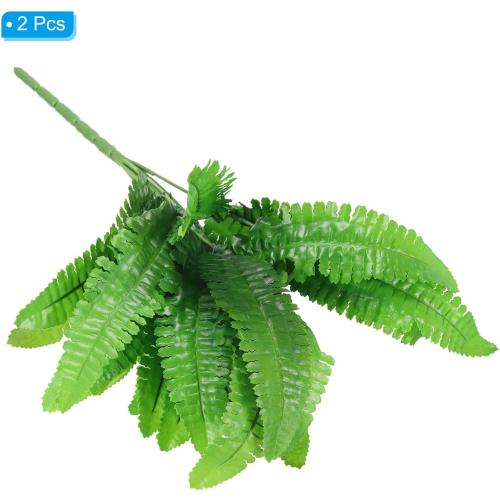 PATIKIL Artificial Greenery Plants, 2 Pcs 7 Bundles Green Plant with Persian Leaf Leaves Grass Stems for Home Wedding Garden Office Decoration Party Table Backyard Indoor, Green