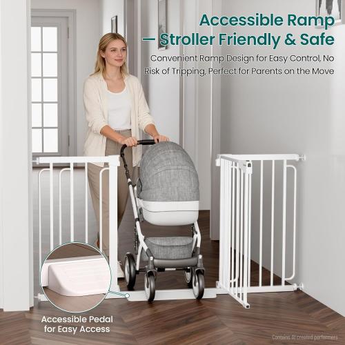 Cumbor 30.4-56.8 Extra Wide Baby Gate, Auto Close Dual Lock Dog Gate White