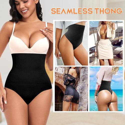 XXL Black Tummy Control Thong Shapewear for Women High Waist Shaping Underwear Seamless Body Shaper Panties Girdle