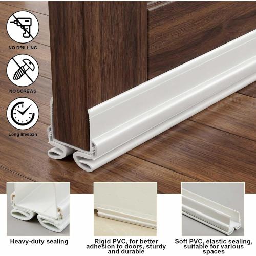 Yaocom 2 White 32 Inch Vinyl U-Shape Door Bottom Seal, Slide on Weatherstrip Interior Door Bottom to Block Light and Reduce Noise Fits 32 x 1-3/8 Doors, Fills 1/2 1-1/2 Gaps