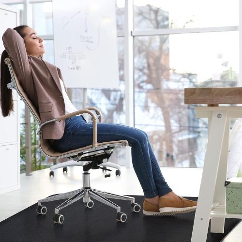 Office Chair Mat for Hardwood Floor: 53x45 Large Black Rolling Chair Mat for Hard Wood and Tile Floor, Anti-Slip Heavy Duty Floor Protector Mat Under Computer Desk, Easy Glide Chair Mat for Home