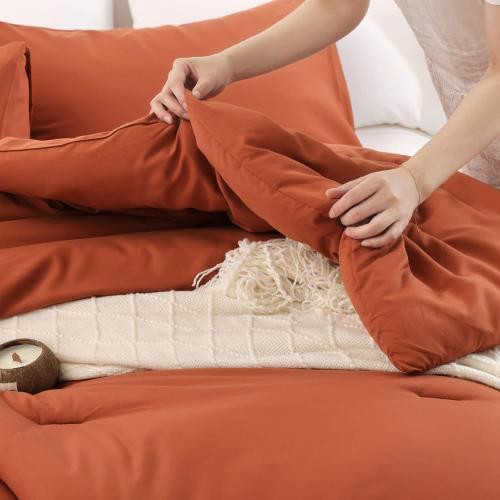 Queen Comforter Set Burnt Orange 68x88
