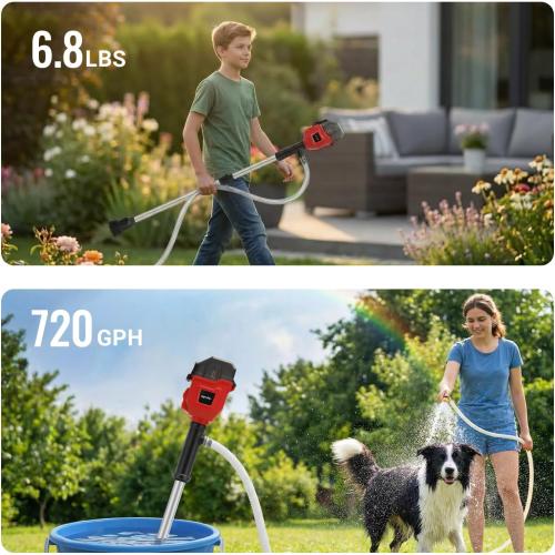 Cordless Stick Water Transfer Pump Compatible with Milwaukee 18V Battery | Tool Only, 720GPH Brushless Battery Powered Submersible Pump, Portable Sump Pump Utility Pump for Pool Garden Pond Boat RV