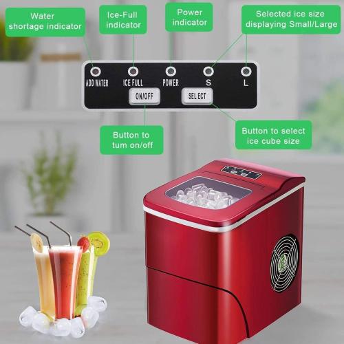 Ice Maker Machine for Countertop with Self-Cleaning 26LBS/24H Compact Automatic Ice Maker 9 Cubes Ready in 6-8 Minutes Portable Ice Cube Maker Perfect for Home/Kitchen/Office/Bar White (White)