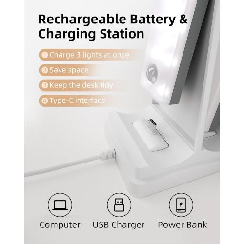 EZVALO 6-Pack Under Cabinet Lighting with Charging Station, 2000mAh Rechargeable Wireless Motion Sensor Lights, 3 Color Temps, Dimmable, Timer, Magnetic, with Remote Control for Kitchen, Closet, Stair