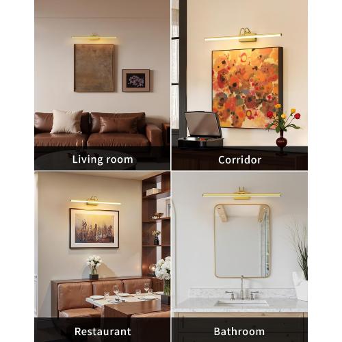 KDG LED Cordless Wall Picture Light with Remote, 7000mAh Rechargeable Dimmable Art Lighting, Adjustable Swing Arm, Picture Frame Light for Gallery, Living Room, Hallway, 24 inch, Bronze