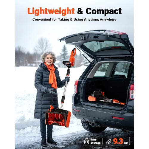 Cordless Snow Shovel, 24V | 13-Inch | 4-Ah Cordless Snow Blower, Battery Snow Blower with Directional Plate & Adjustable Front Handle (4-Ah Battery & Quick Charger Included)